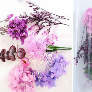 Flori presate pentru proiecte DIY Walsey, flori uscate, violet - Img 3