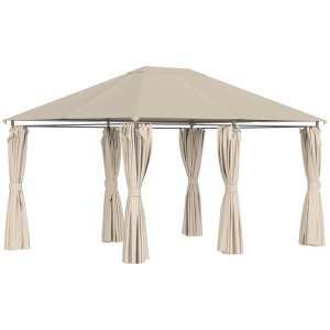 Foisor de gradina cu 6 pereti detasabili Re-Bloom, otel acoperit pulbere/poliester, 400x300x264 cm, 22 kg, bej - Verificat A · Re-Bloom