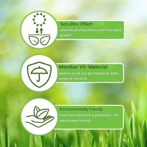 Folie agrotextil, antiburuieni, DAWIDU, permeabila, rezistenta la UV, 50 g/m2, 1m x 50m, 50 m², Negru, 50 de ancore galvanizate, Resigilat, Grad A - Img 2