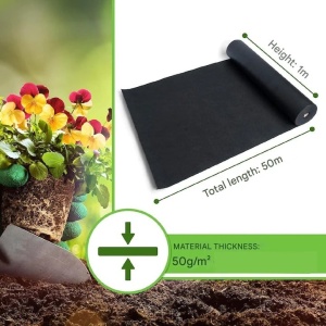 Folie agrotextil, antiburuieni, DAWIDU, permeabila, rezistenta la UV, 50 g/m2, 1m x 50m, 50 m², Negru, 50 de ancore galvanizate, Resigilat, Grad A - Img 2