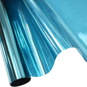 Folie de protectie UV pentru ferestre cu efect de oglinda Sourcing Map, PET, albastru, 60 x 200 cm