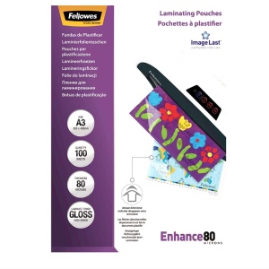 Folie laminare Fellowes A3, 80 microni, 100 buc/top, Resigilat, Grad B