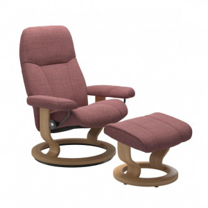 Fotoliu reclinabil cu scaun pentru picioare Consul, roz inchis/maro, 85 x 100 x 77 cm