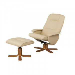 Fotoliu recliner cu scaun pentru picioare Quercia, crem/bej, 98 x 76 x 80 cm - Img 1