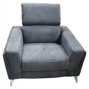 Fotoliu recliner Home Affaire, piele intoarsa ecologica, gri, 75 x 45 x 100 cm - Img 6