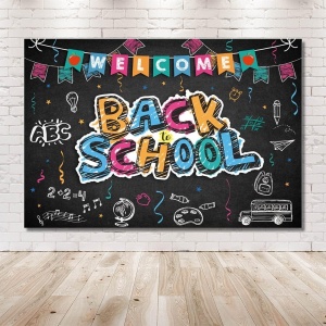 Fundal foto Back to School Aibiin, poliester, multicolor, 210 x 150 cm