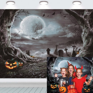 Fundal foto pentru Halloween INRUI, vinil, gri, 150 x 210 cm - Img 1
