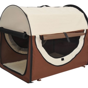 Geanta de transport pentru animale Re-Bloom, otel/textil, maro/crem, 70 x 51 x 59 cm, Resigilat, Grad A