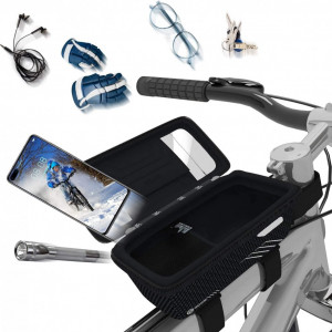 Geanta/suport telefon pentru bicicleta Niluoya, fibra de carbon, negru, 10,49 x 17,98 cm - Img 7