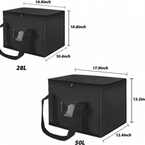Geanta termica pentru picnic Jiahg, tesatura oxford/folie, negru, 28 L, 37 x 26 x 27 cm - Img 3