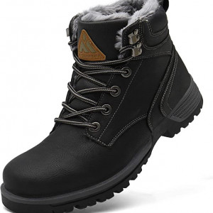 Ghete de iarna cu blana Mishansha, piele sintetica, negru, marimea 36