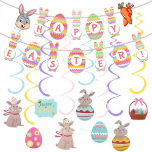 Ghirlanda Happy Easter BEKOIUP, folie/hartie, multicolor