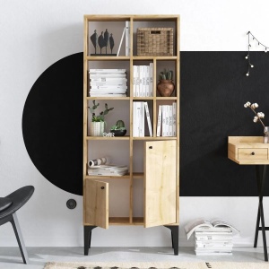 Hanah Home biblioteca, PAL melaminat, 60x30x175 cm, picioare 25cm, stejar safir - Verificat A · Re-Bloom - Img 3