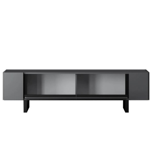 Hanah Home comoda TV living 180x50x30 cm, PAL 18mm, picioare metal 40x20mm, inaltime picioare 16cm, antracit si negru - Verificat A · Re-Bloom - Img 2