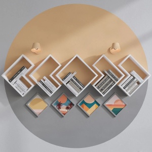 Hanah Home etajera de perete 180x59.3x15 cm, PAL 18mm, rafturi multiple, concept modern, alb - Verificat A · Re-Bloom - Img 3