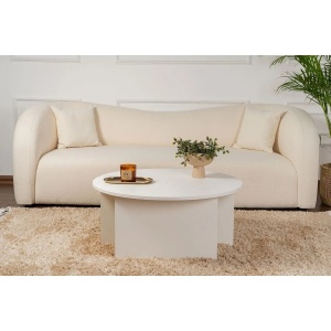 Hanah Home masa cafea rotunda living D90x41 cm, PAL 18mm, design minimalist, wood white - Verificat A · Re-Bloom - Img 2