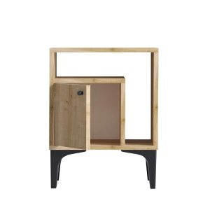Hanah Home noptiera dormitor 40x35x55 cm, PAL 18mm, spatiu amplu de depozitare, nuc si negru - Verificat A · Re-Bloom