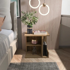 Hanah Home noptiera, PAL melaminat 18mm, 45x35x45 cm, stejar oud - Verificat A · Re-Bloom - Img 4