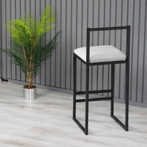 Hanah Home set 4 scaune de bar, metal 100% + spuma 22DNS, 35x35x84 cm, inaltime sezut 65cm, negru/crem - Verificat A · Re-Bloom - Img 3