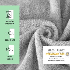 Homelevel poncho de baie unisex, bumbac organic 100%, marime S-M, gluga + buzunar cangur, lavabil 40°C, gri - Verificat A · Re-Bloom - Img 6