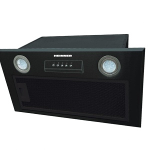 Hota incorporabila Heinner HBIH-MD600BK, Capacitate absorbtie 610m3/h, 3 trepte de viteza, 1 motor, Lumina LED, 1 filtru aluminiu, Negru