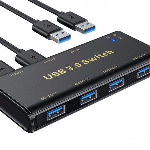 Hub ABLEWE, 4 iesiri USB 3.0 cu 2 intrari USB 3.0 si un Micro USB, negru
