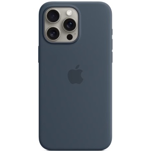 Husa de protectie Apple Silicone Case with MagSafe pentru iPhone 15 Pro Max, Storm Blue, Resigilat, Grad A