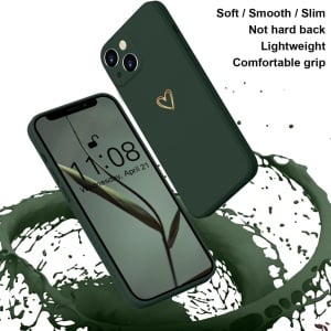 Husa de protectie cu snur pentru iPhone 14 Mitetabo, silicon/textil, verde inchis, 6,1 inchi 