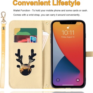 Husa de protectie flip pentru iPhone 13 Pro Aisenth, TPU/piele PU, galben, 6,1 inchi