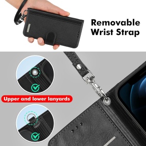 Husa de protectie flip pentru Wiko T10 5G Lairtte, piele PU/TPU, negru, 6,5 inchi