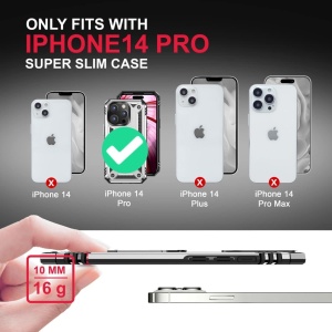 Husa de protectie pentru iPhone 14 Pro Nalia, silicon/plastic/metal, argintiu/negru, 6,1 inchi