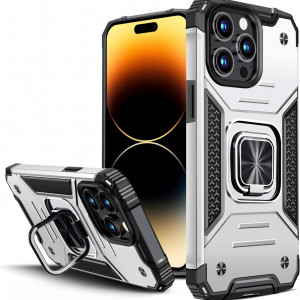 Husa de protectie pentru iPhone 14 Pro Vakoo, TPU, argintiu/negru, 6,1 inchi
