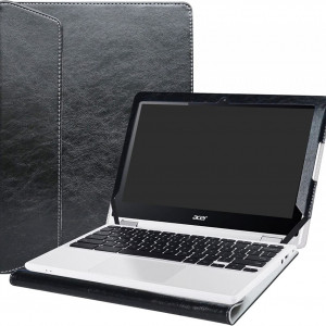 Husa de protectie pentru laptop Alapmk, compatibil cu Acer Chromebook R11 CB5-132T C738T/Acer Chromebook 11 CB3-131/Acer Spin 1 SP111-33 și CTL Chromebook NL71CT-L , piele PU, negru