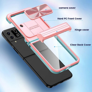 Husa de protectie pentru Samsung Galaxy Z Flip 4 HWeggo, policarbonat, albastru/roz - Img 7