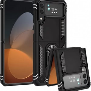 Husa de protectie pentru Samsung Galaxy Z Flip 4 YayiTop, TPU/PC/metal, negru, 6,7 inchi