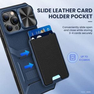 Husa de protectie slot pentru card glisant compatibila cu iPhone 14 Pro 5G 2022 HWeggo, policarbonat/poliuretan, albastru, 6,7 inchi - Img 4