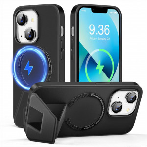 Husa magnetica pentru iPhone 13 UNDEUX, piele PU, negru, 6,1 inchi - Img 1