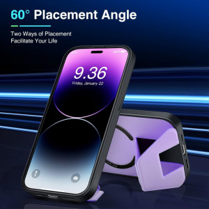 Husa magnetica pentru iPhone 14 MAX UNDEUX, piele PU, mov, 6,7 inchi - Img 5