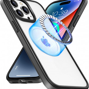 Husa magnetica pentru iPhone 14 MAX UNDEUX, piele PU, negru, 6,7 inchi - Img 1