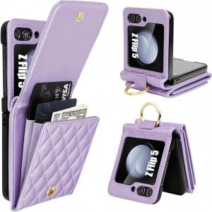 Husa pentru Samsung Z Flip 5 cu suport de card si inel , violet