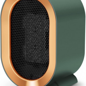 Incalzitor cu ventilator MEIYUKI, plastic, verde/auriu, 13 x 12 x 20 cm