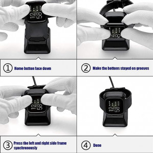 Incarcator pentru ceasul inteligent Versa 2 SPGUARD, ABS/silicon, negru, 6,8 x 6 x 4,3 cm - Img 4