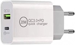 Incarcator USB/USB tipe C Nething, plastic/metal, alb, 20 W