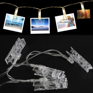 Instalatie cu 20 de LED-uri si clipsuri pentru fotografii SILUOHAKE, USB, plastic, alb cald, 3 M - Img 3