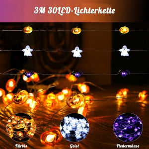 Instalatie cu 30 de LED-uri pentru Halloween LUSHARBOR, plastic/metal, multicolor, 10 m 