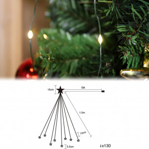 Instalatie si stea pentru bradul de Craciun Salcar, LED, alb cald, 150 cm - Img 4