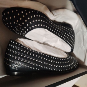 Karl Lagerfeld, Balerini cu tinte, Negru, Argintiu, 37, Resigilat, Grad B - Img 2