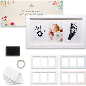 Kit de amprenta cu rama foto pentru bebelusi Supply Store, alb, lemn, 32, 8 x 17, 8 cm - Img 1
