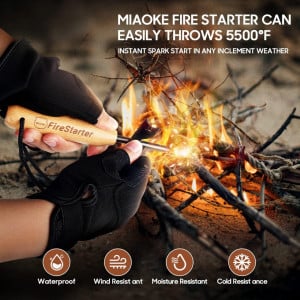 Kit pentru aprinderea focului Miaoke, lemn/magneziu, natur/negru, 18,2 cm - Img 7