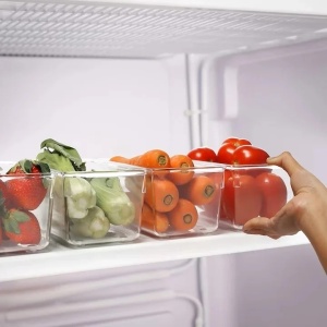 Kurtzy set 8 organizatoare frigider/bucatarie, plastic fara BPA transparent, 20x10x8 cm, cu maner, stivuibile, fara capac - Verificat A · Re-Bloom - Img 3